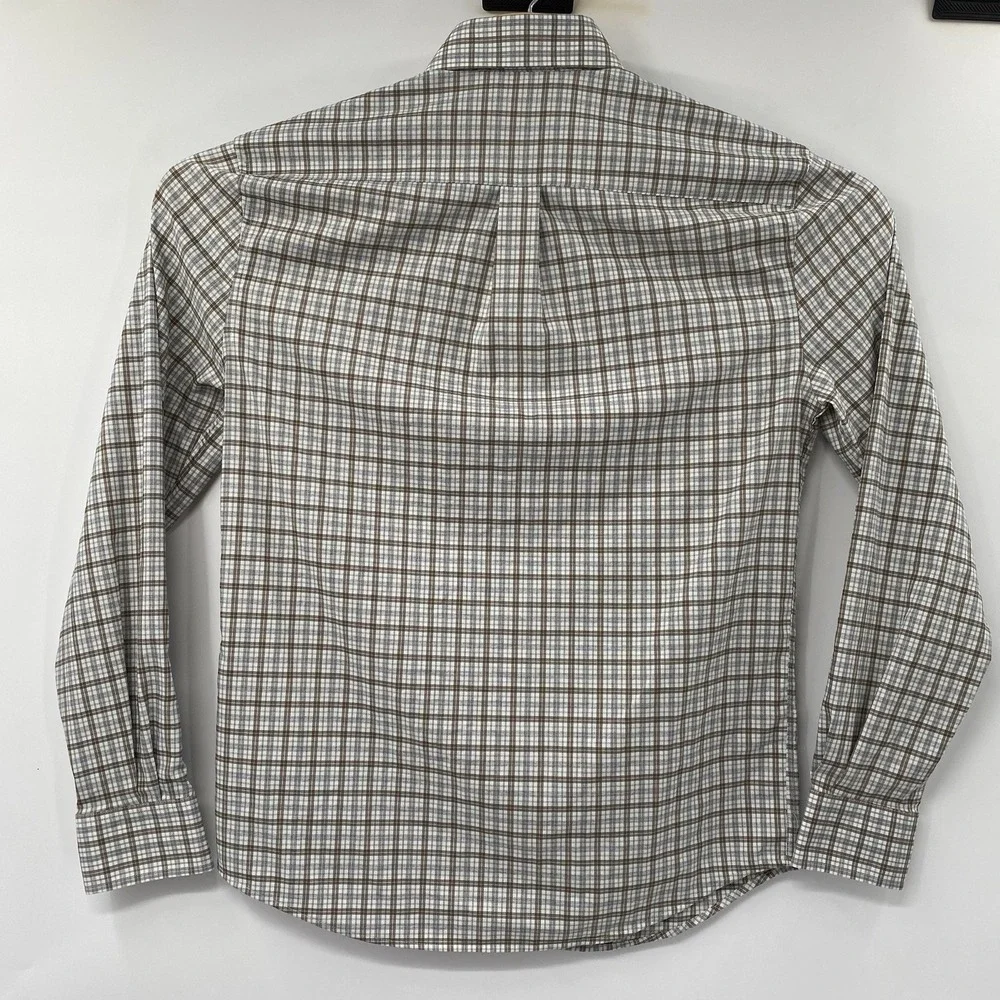 Johnnie-O Prep-Performance Shirt Mens Small Brown Grey Plaid Stretch Button Down - Picture 3 of 5